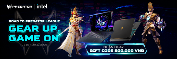 Mua laptop gaming Acer Nitro, Predator nhận Giftcode 500.000đ