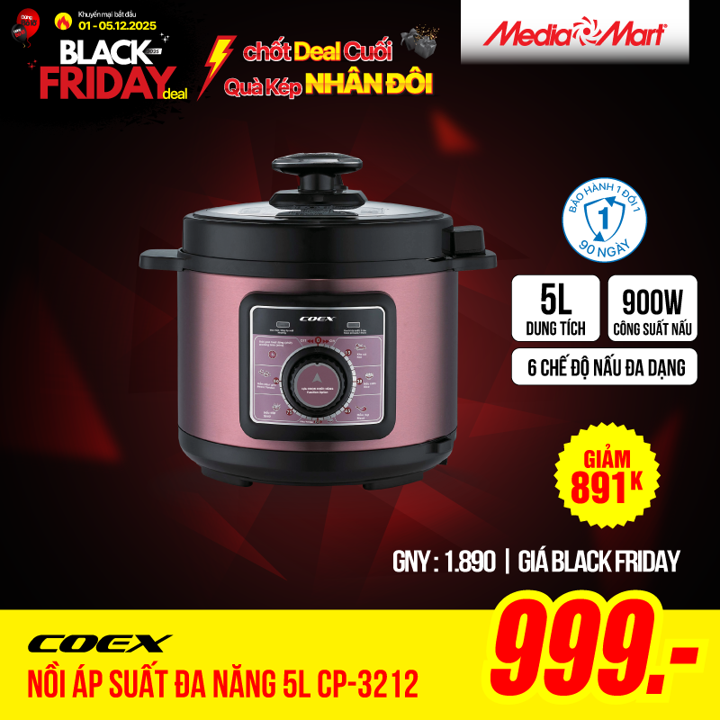 Nồi áp suất đa năng 5L Coex CP-3212