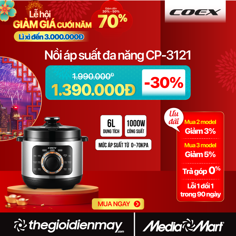 Nồi áp suất đa năng 6L Coex CP-3121