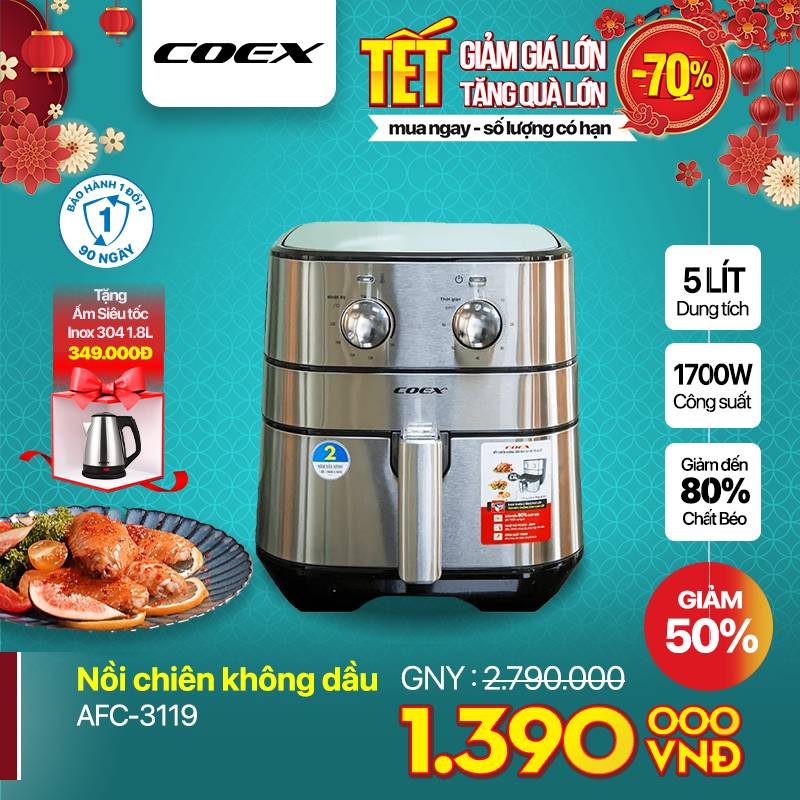 Nồi chiên không dầu 5L Coex AFC-3119