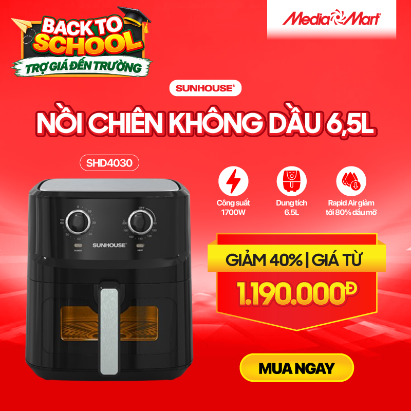 Nồi chiên không dầu 6,5L Sunhouse SHD4030