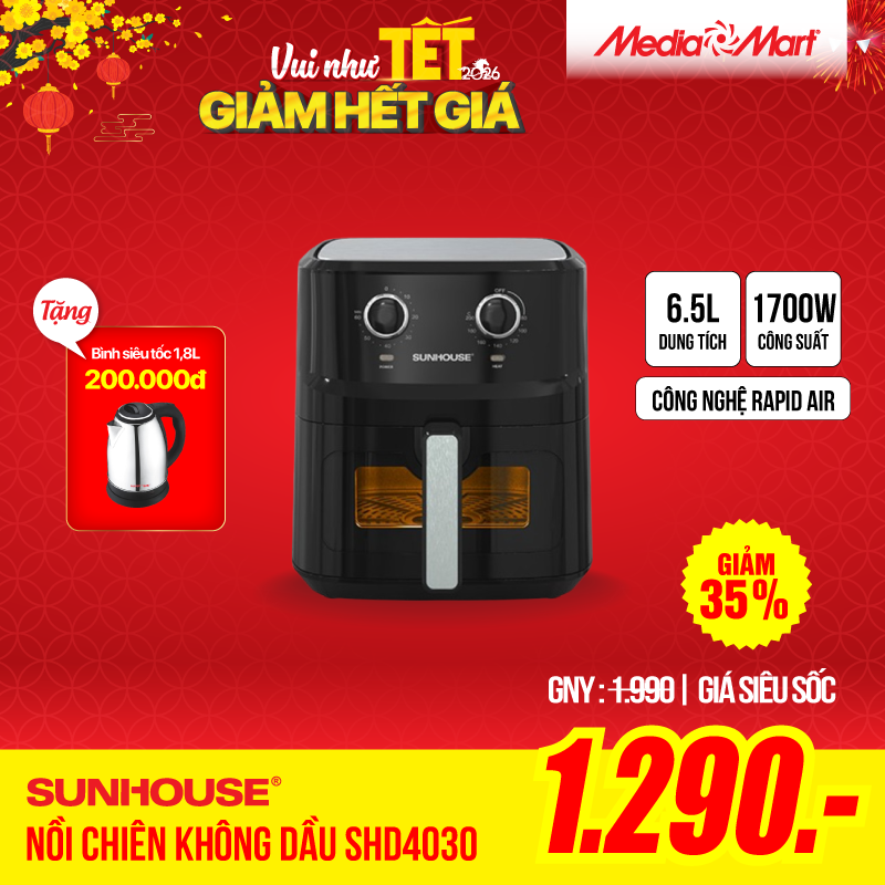 Nồi chiên không dầu 6,5L Sunhouse SHD4030