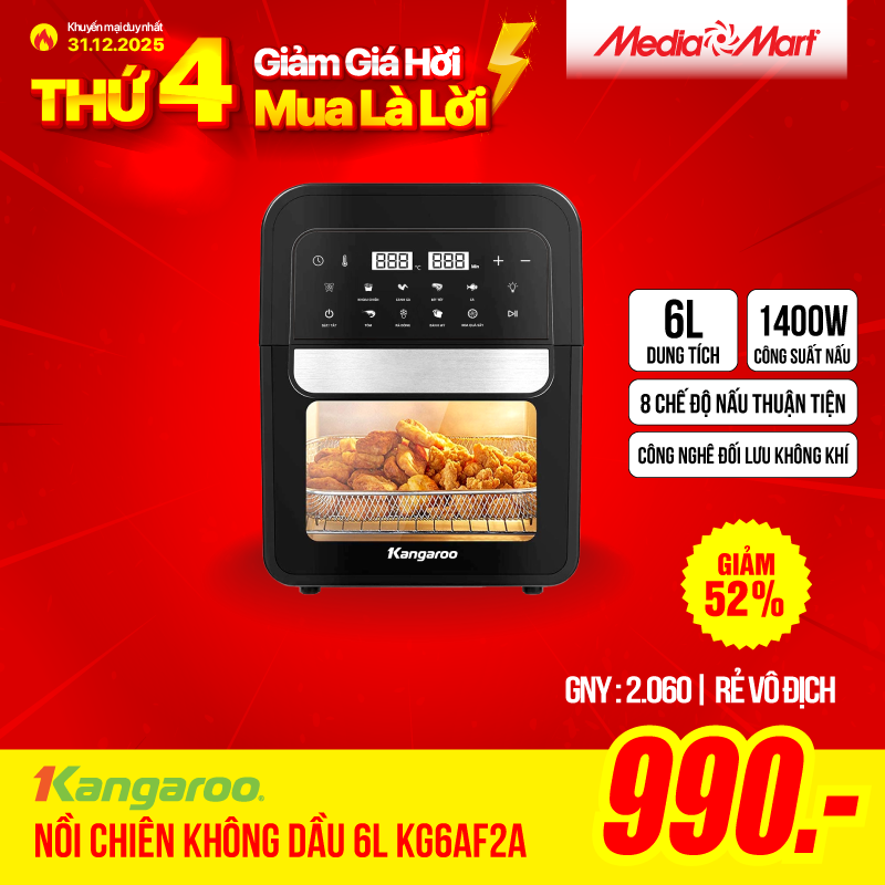 Nồi chiên không dầu 6L Kangaroo KG6AF2A