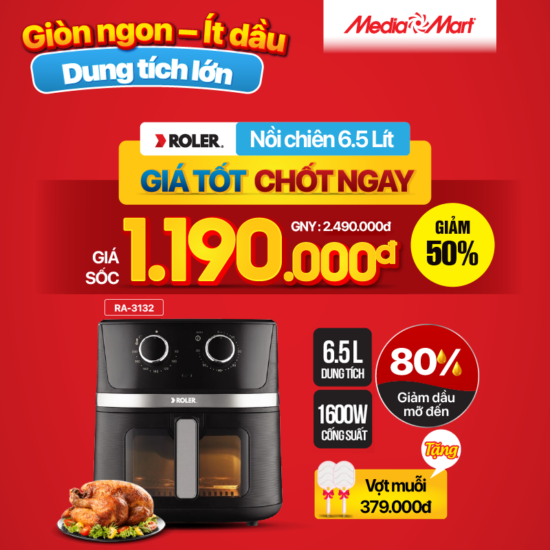 Nồi chiên không dầu Roler 6.5 lít RA-3132
