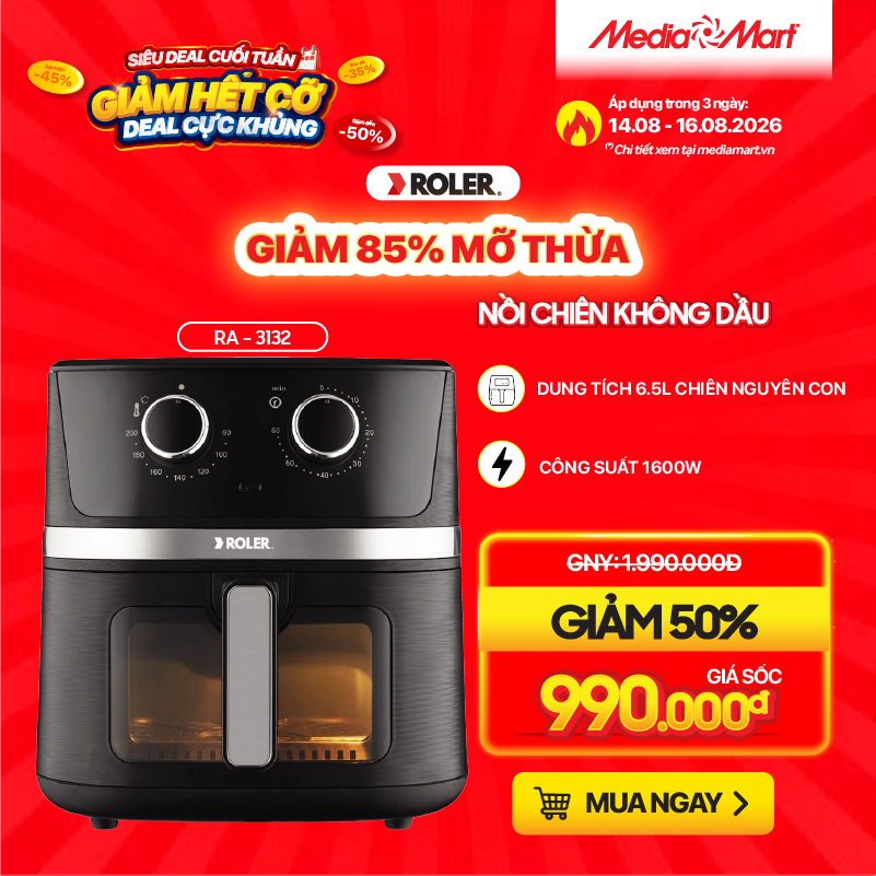 Nồi chiên không dầu Roler 6.5 lít RA-3132