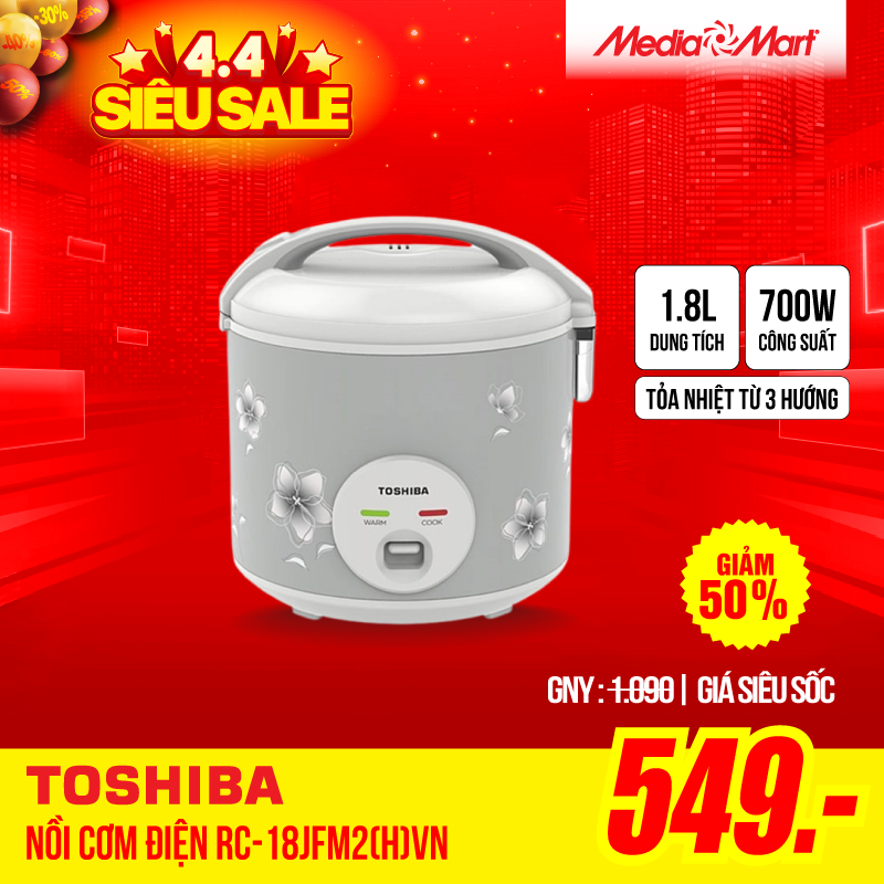 Nồi cơm điện 1,8L Toshiba RC-18JFM2(H)VN