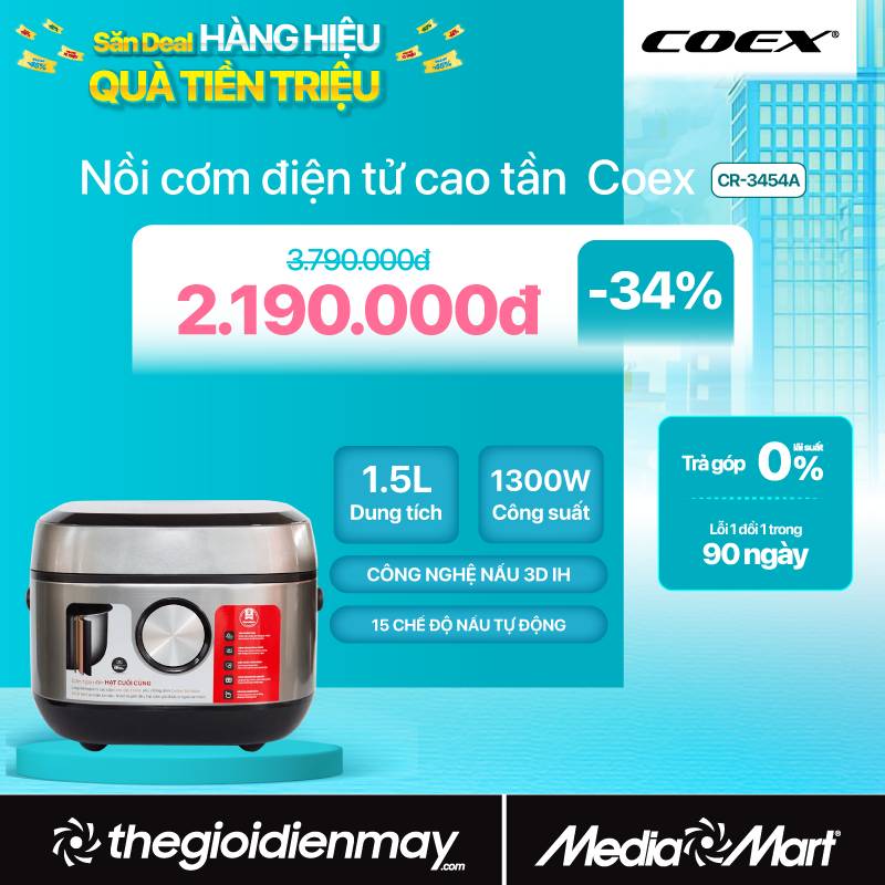 Nồi cơm điện cao tần 1.5 lít Coex CR-3454A