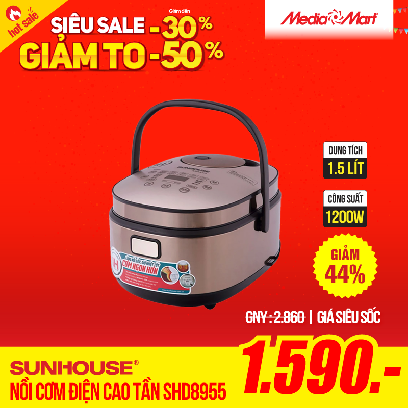 Nồi cơm điện cao tần 1.5L Sunhouse Mama SHD8955