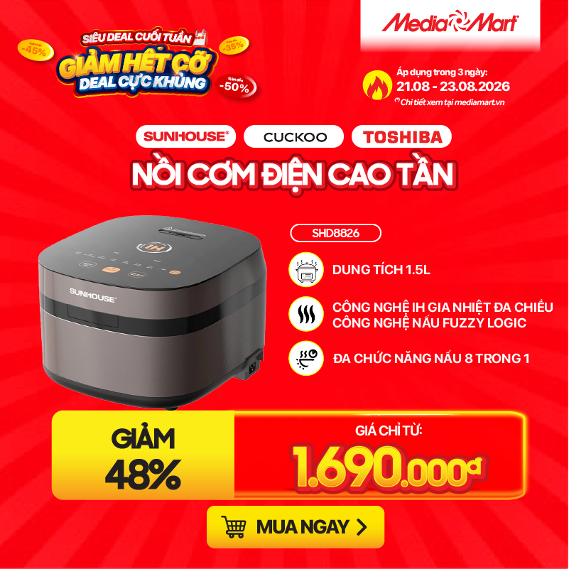 Nồi cơm điện cao tần 1.5L Sunhouse SHD8826