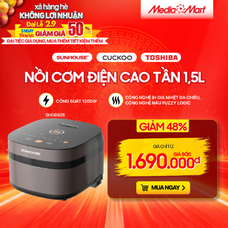 Nồi cơm điện cao tần 1.5L Sunhouse SHD8826