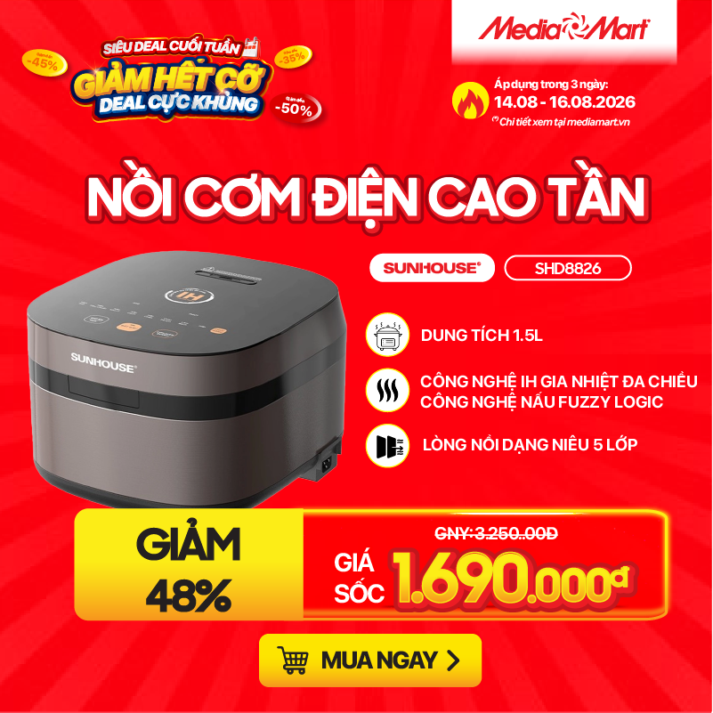 Nồi cơm điện cao tần 1.5L Sunhouse SHD8826