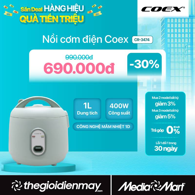 Nồi cơm điện cơ 1 lít Coex CR-3474