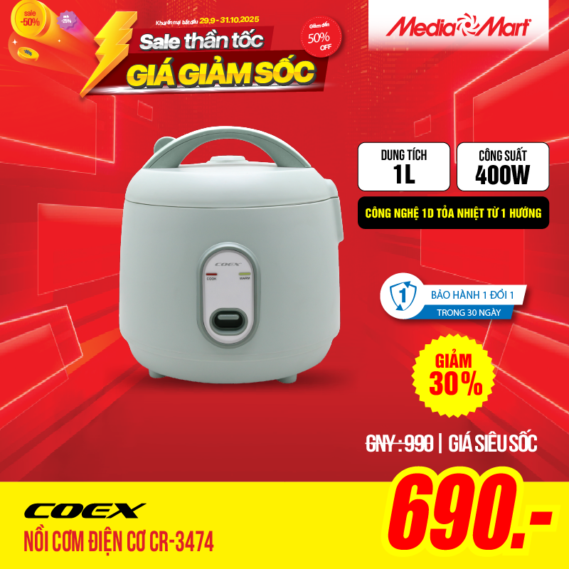 Nồi cơm điện cơ 1 lít Coex CR-3474