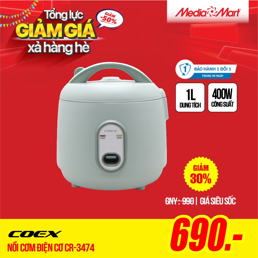 Nồi cơm điện cơ 1 lít Coex CR-3474