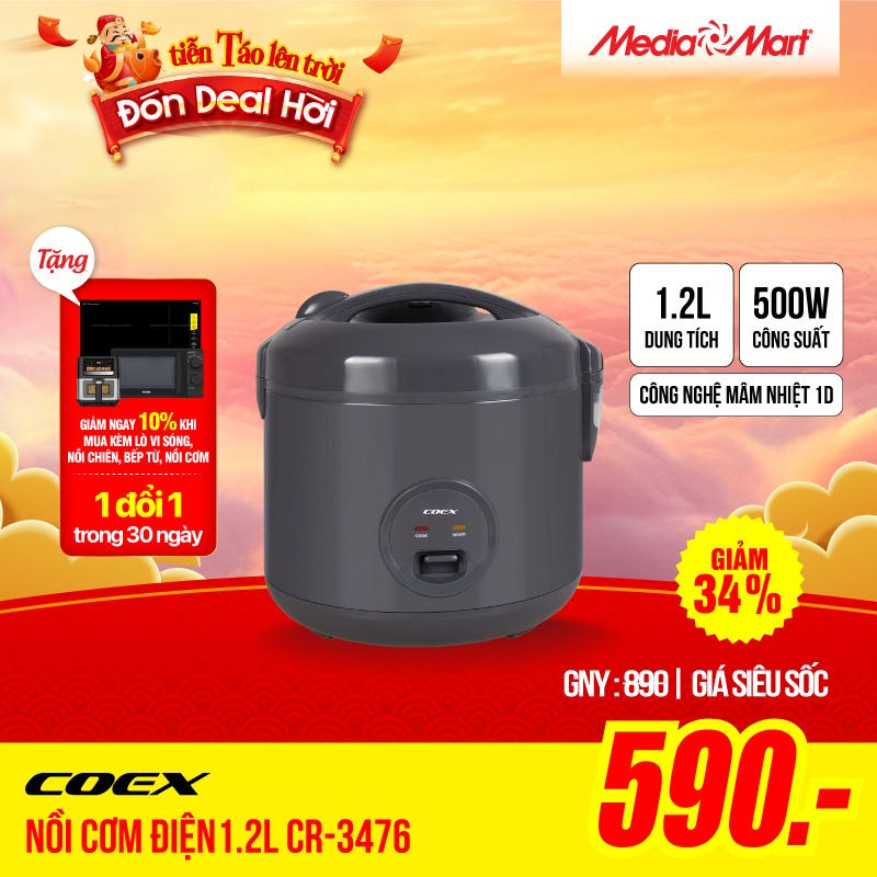 Nồi cơm điện cơ 1.2 lít Coex CR-3476