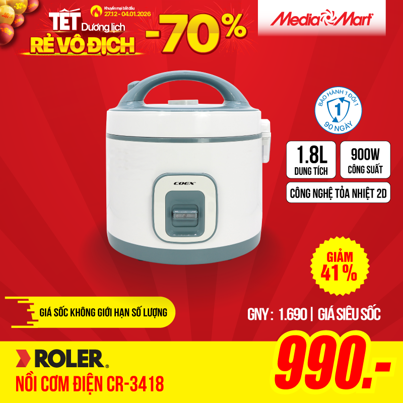 Nồi cơm điện cơ 1.8 Lít Coex CR-3418