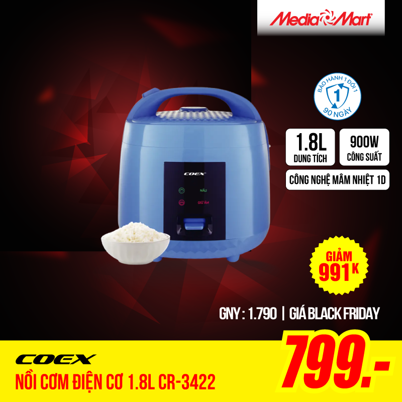 Nồi cơm điện cơ 1.8 lít Coex CR-3422