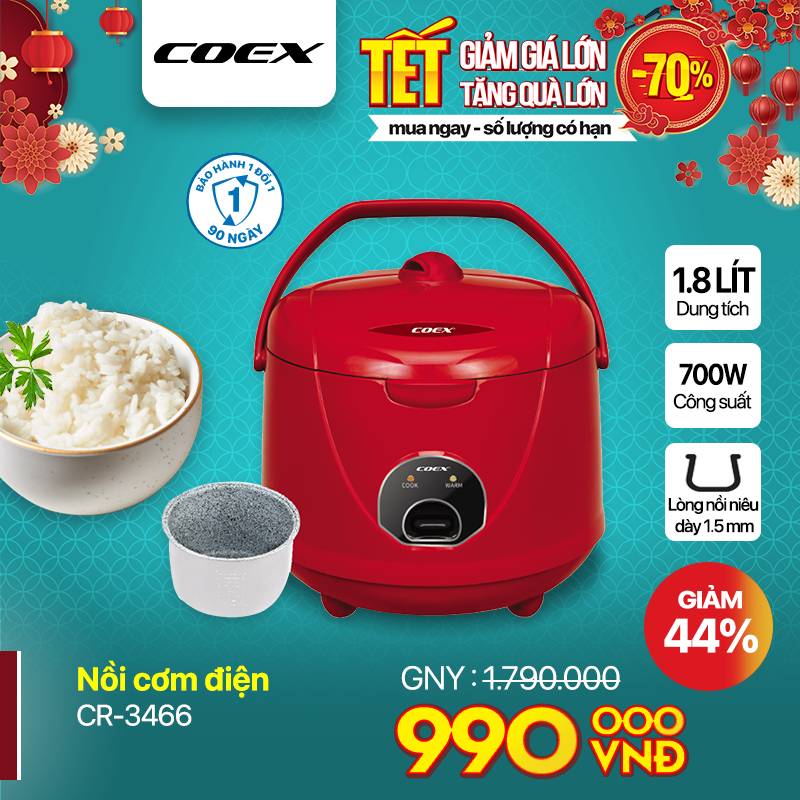 Nồi cơm điện cơ 1.8 lít Coex CR-3466