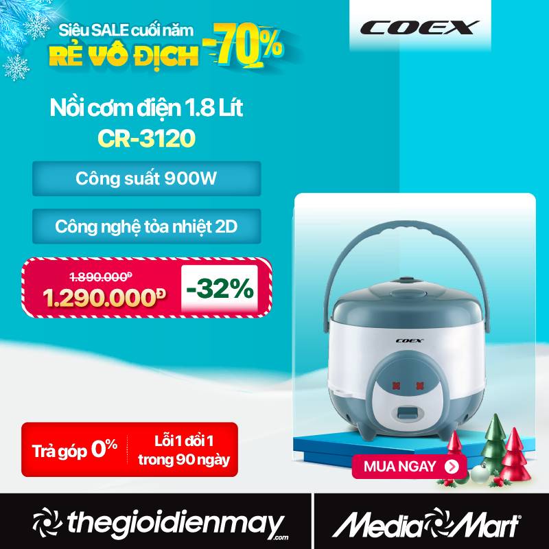 Nồi cơm điện cơ 1.8L Coex CR-3120