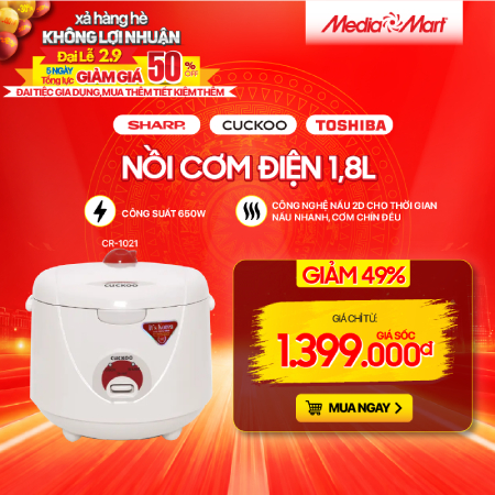 Nồi cơm điện cơ 1,8L Cuckoo CR-1021
