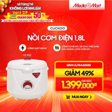 Nồi cơm điện cơ 1,8L Cuckoo CR-1021