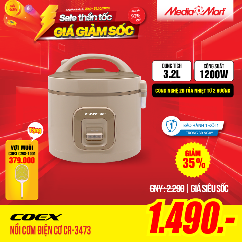 Nồi cơm điện cơ 3.2 lít Coex CR-3473