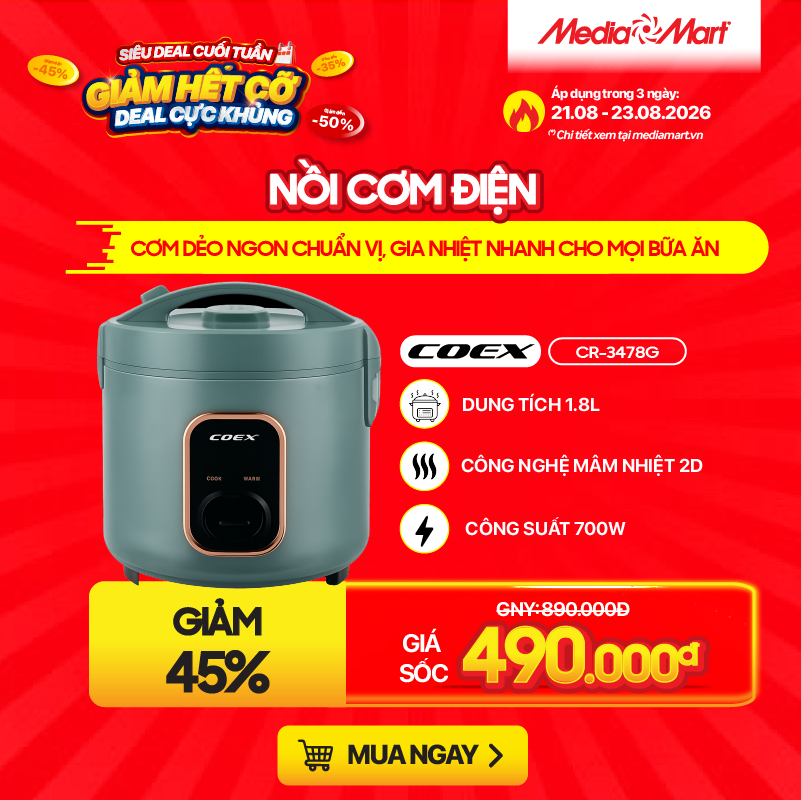 Nồi cơm điện COEX 1.8 lít CR-3478G