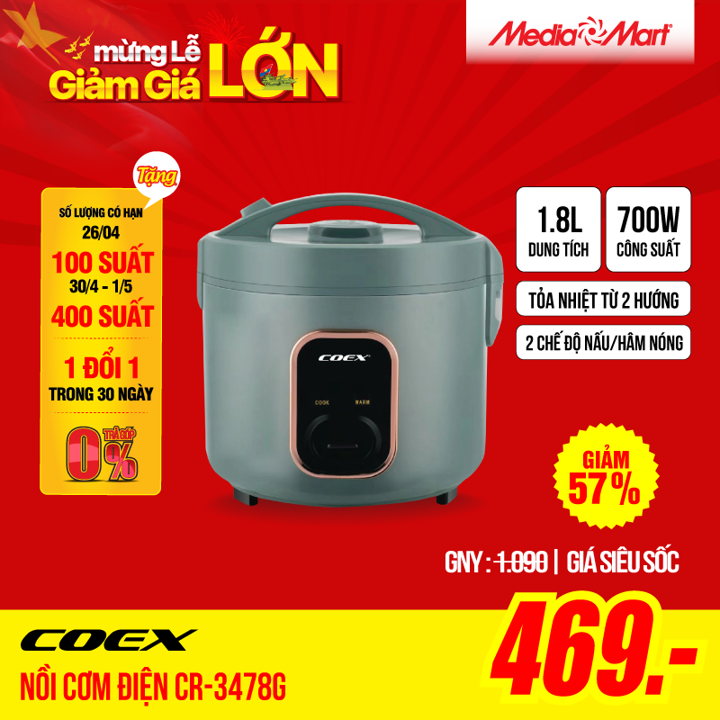 Nồi cơm điện COEX 1.8 lít CR-3478G