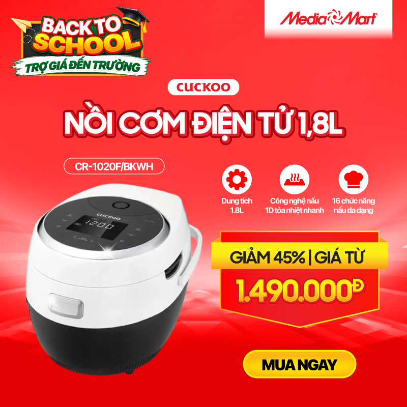 Nồi cơm điện tử 1,8L Cuckoo CR-1020F/BKWH