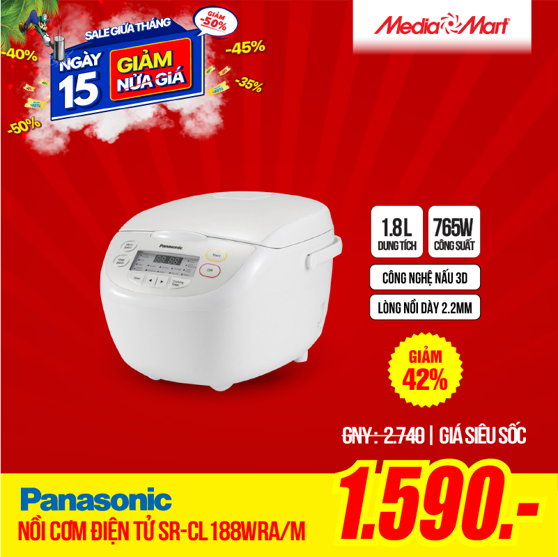 Nồi cơm điện tử 1,8L Panasonic SR-CL188WRA/M