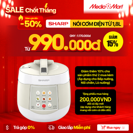 Nồi cơm điện tử 1,8L Sharp KS-COM1875I-RS