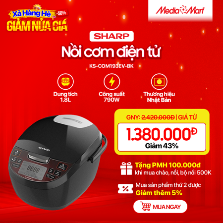 Nồi Cơm Điện Tử 1.8L Sharp KS-COM193EV-BK