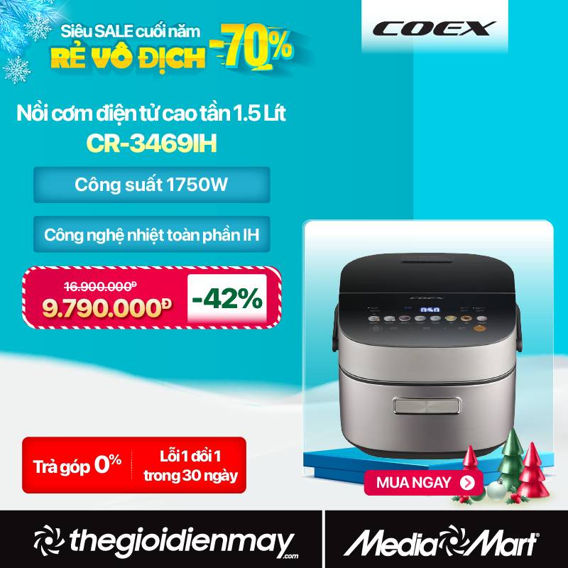 Nồi cơm điện tử cao tần 1.5 lít Coex CR- 3469IH