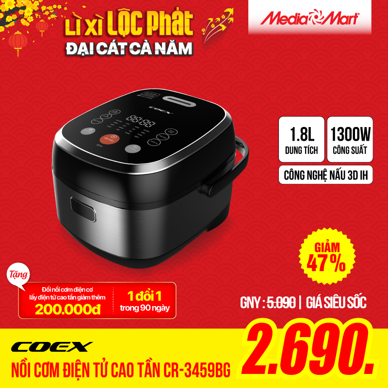Nồi cơm điện tử cao tần 1.8 lít Coex CR-3459BG