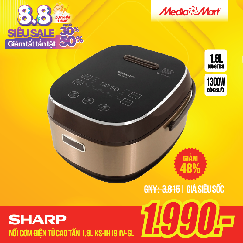 Nồi cơm điện tử cao tần 1,8L Sharp KS-IH191V-GL