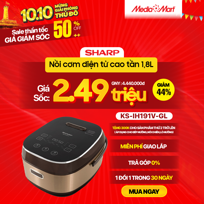 Nồi cơm điện tử cao tần 1,8L Sharp KS-IH191V-GL