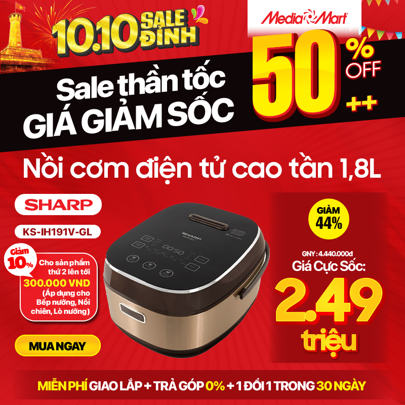 Nồi cơm điện tử cao tần 1,8L Sharp KS-IH191V-GL