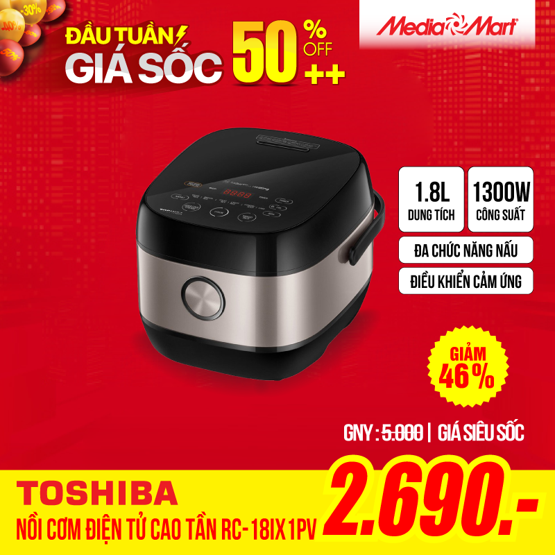 Nồi cơm điện tử cao tần 1.8L Toshiba RC-18IX1PV