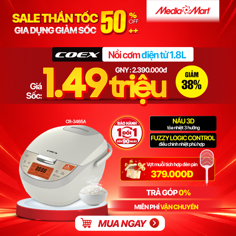 Nồi cơm điện tử COEX 1.8 lít CR-3465A