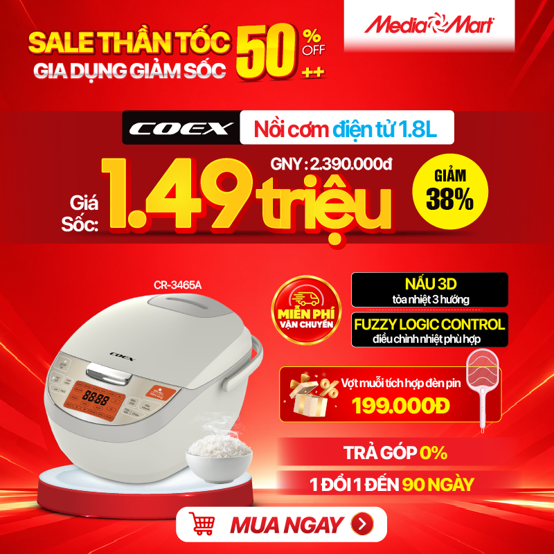 Nồi cơm điện tử COEX 1.8 lít CR-3465A