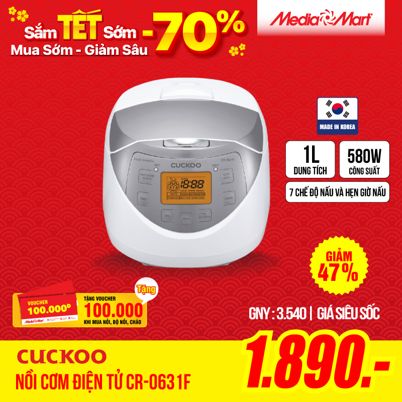 Nồi cơm điện tử Cuckoo 1 lít CR-0631F