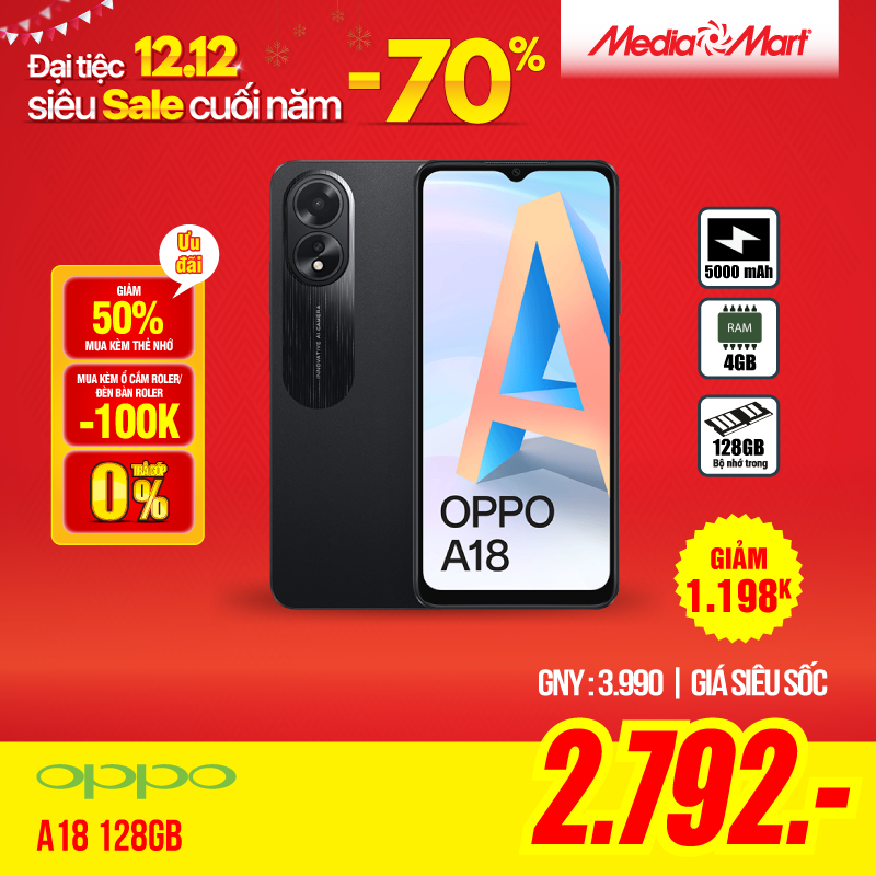 OPPO A18 Đen 128Gb