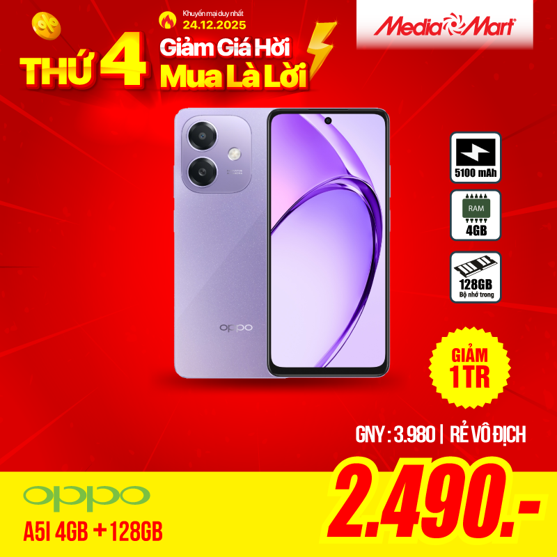 OPPO A5i (4G+128GB) - CPH2773 Đỏ