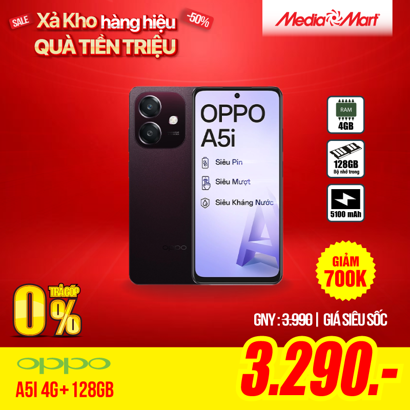 OPPO A5i (4G+128GB) - CPH2773 Đỏ