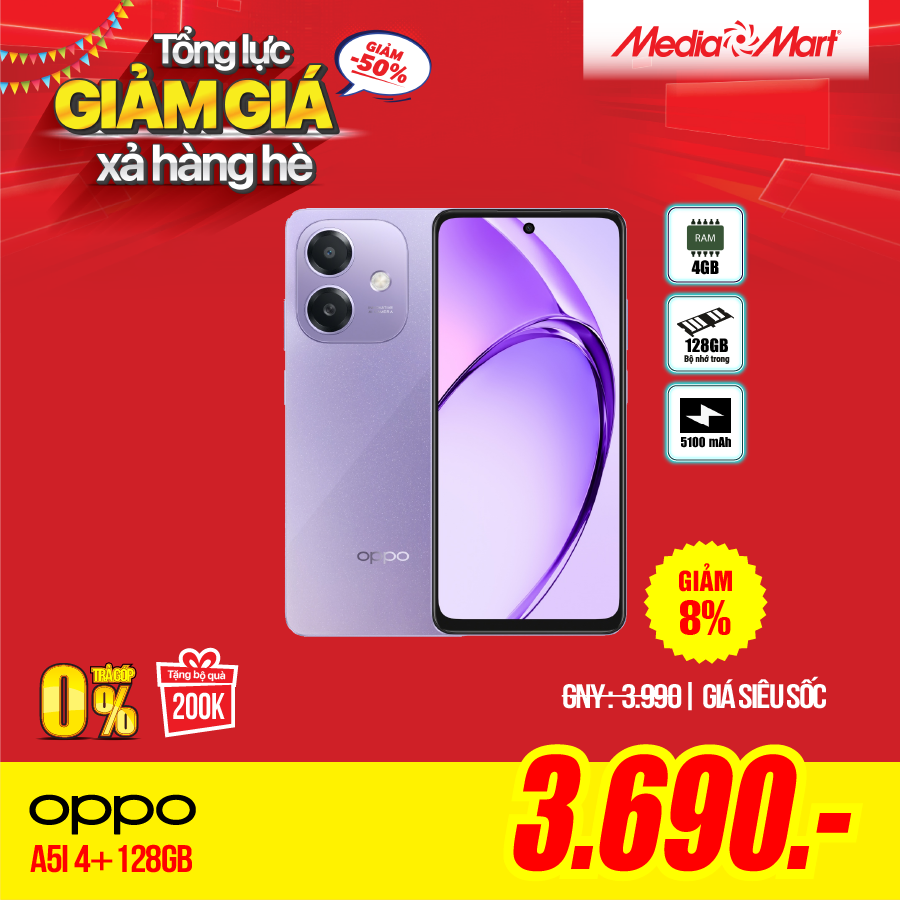 OPPO A5i (4G+128GB) - CPH2773 Tím