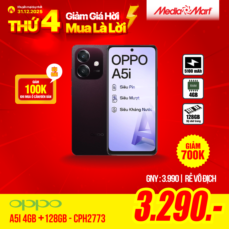 OPPO A5i (4G+128GB) - CPH2773 Tím