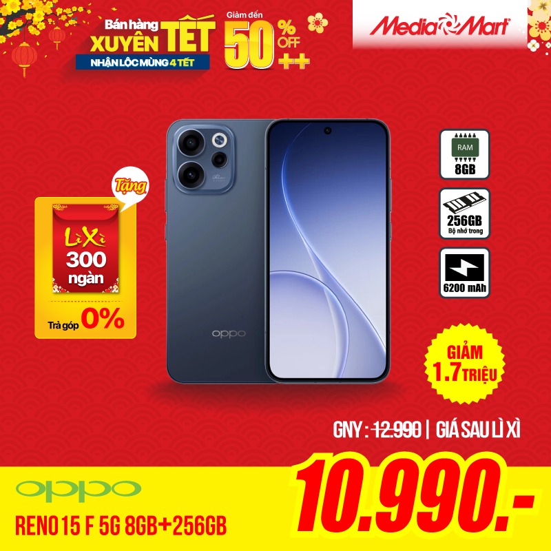 OPPO Reno15 F 5G 8GB+256GB CPH2801 Xanh dương