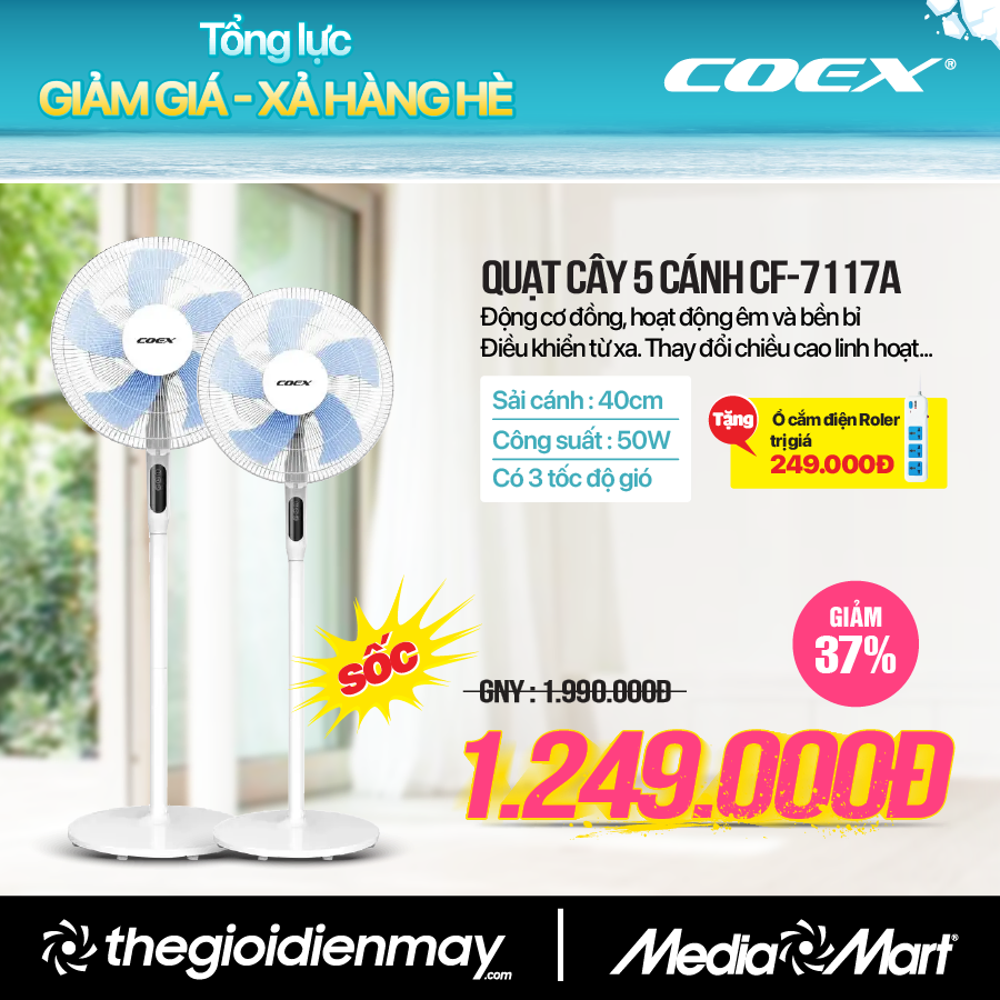 Quạt cây 5 cánh Coex CF-7117A
