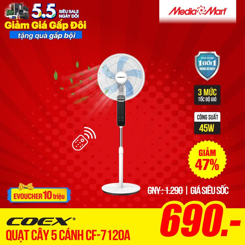 Quạt cây 5 cánh Coex CF-7120A