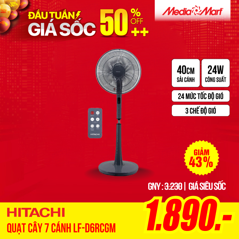 Quạt cây 7 cánh động cơ DC Hitachi LF-D6RCGM